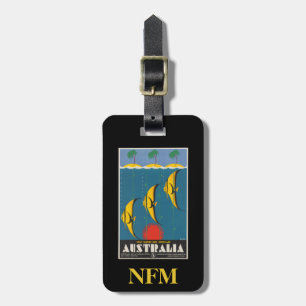 Monogram Vintage Travel Fish Queensland Australia Luggage Tag