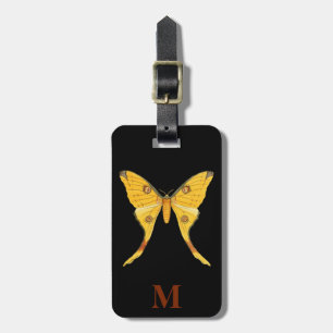 Monogram Vintage Travel Yellow Brown Butterfly Luggage Tag