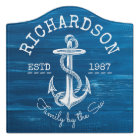 Monogram Vintage White Anchor Blue Painted Wood