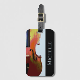 Monogram Violin Blue and Black Music Luggage Tag