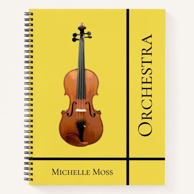 Monogram Violin Orchestra Yellow Notebook (Front)