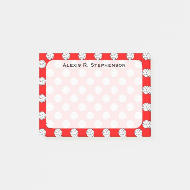 Monogram Volleyball Balls Red Post-it Notes (Front)
