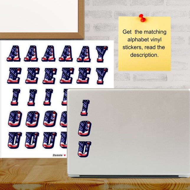 Monogram Vowels American Flag USA Letters Initials (Monogram Vowels American Flag USA Letters Initials Stickers)
