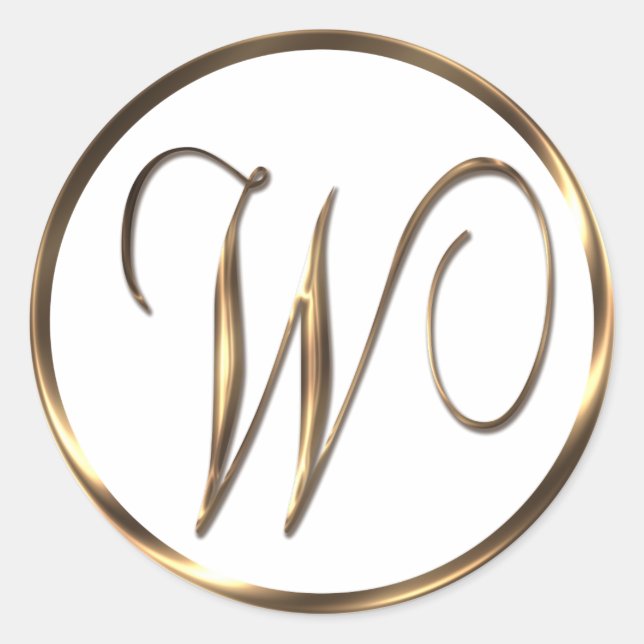 Monogram W Faux Bronze Classic Round Sticker (Front)