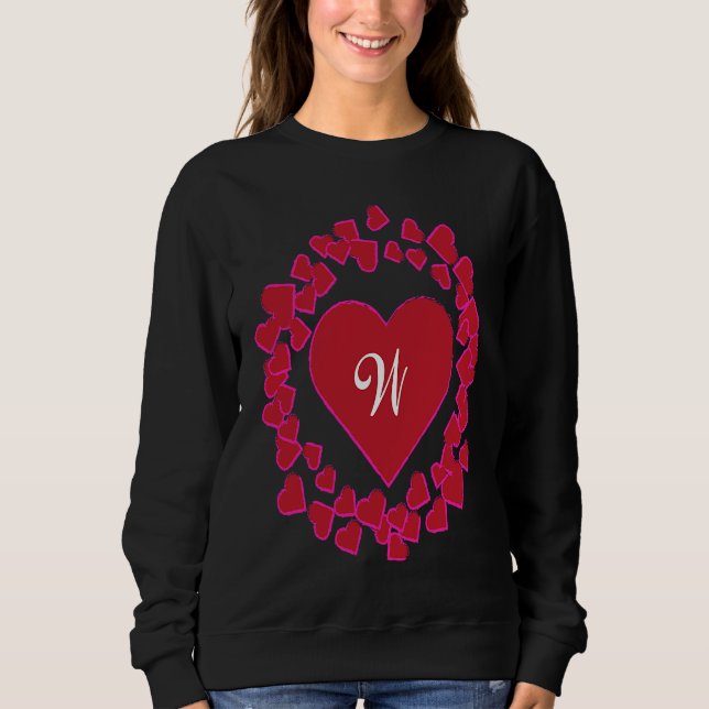 Monogram W  Heart Wreath Shape Sweatshirt (Front)