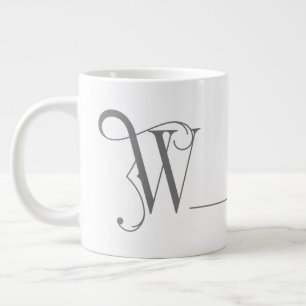 Monogram W in Beautiful Scroll Typography Large Coffee Mug