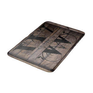 Monogram W Initial Bath, Kitchen Mat Cabin Rustic