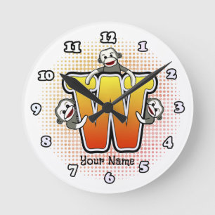 Monogram W Sock Monkey clock