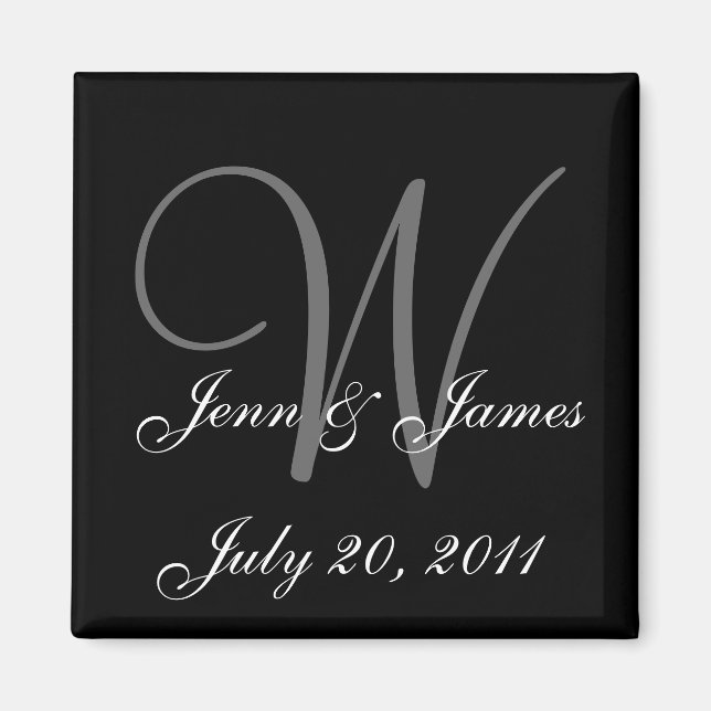 Monogram W Wedding Bride Groom Date Magnet (Front)