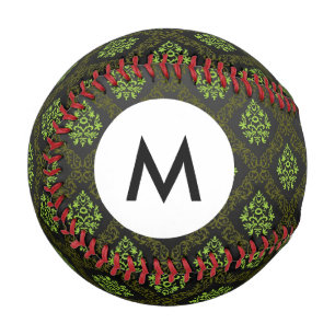 Monogram Wallpaper Floral Green Baseball