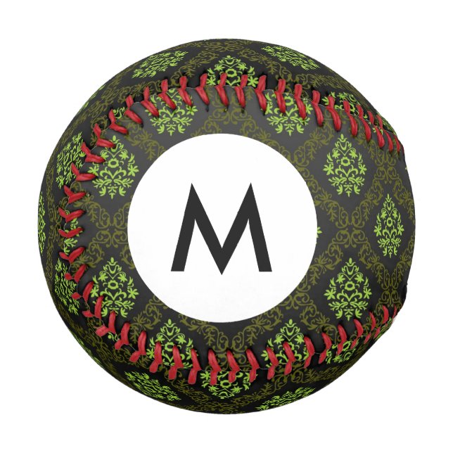 Monogram Wallpaper Floral Green Baseball (Front Left)