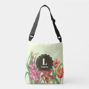 Monogram Warm Colour Floral Spring Blooms Crossbody Bag