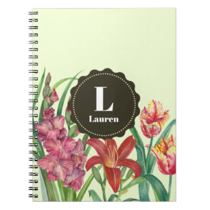 Monogram Warm Colour Floral Spring Blooms Notebook