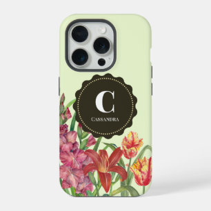 Monogram Warm Colour Floral Spring Blooms Painting iPhone 15 Pro Case