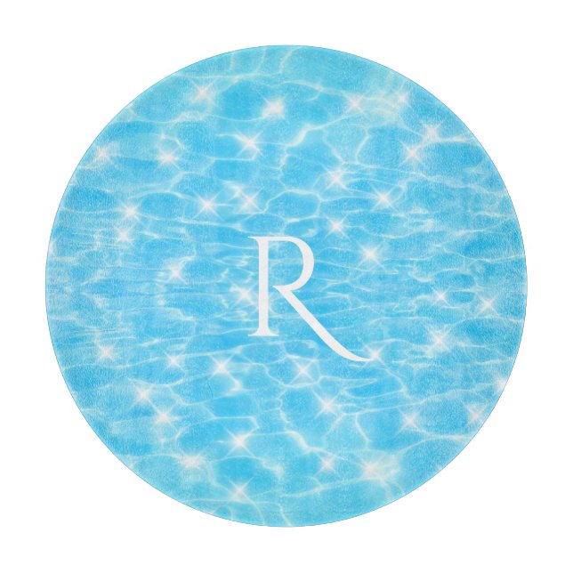 Monogram Water ripples water textures modern chic  Cutting Board (Front)