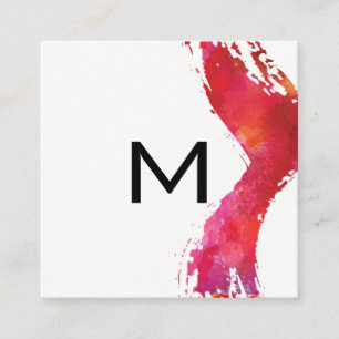 Monogram Watercolor brush Modern Art Square Business Card