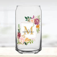Monogram Watercolor Colourful Roses Flower Floral