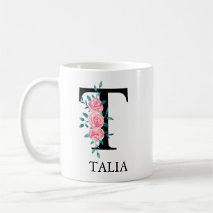Monogram Watercolor Custom Single Letter T Coffee Mug