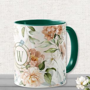 Monogram Watercolor Floral 11 oz. Combo Mug