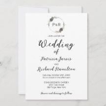 Monogram Watercolor Floral Elegant Wedding