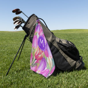 Monogram Watercolor FLORAL Golf Towel