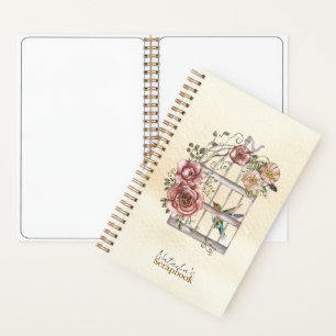 Monogram watercolor flowers Pastel kraft paper Notebook
