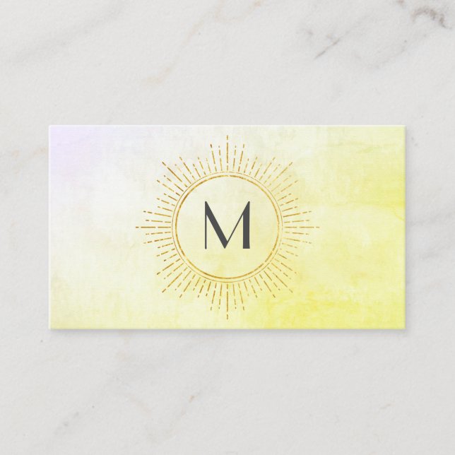 Monogram Watercolor Illuminated Elements Business Card (Front)