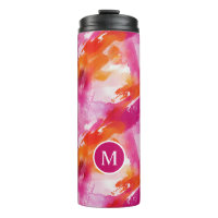 Monogram Watercolor Pink Orange Abstract