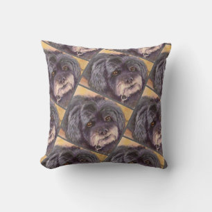 MONOGRAM WATERCOLOR PORTRAIT COCK-A-POO MIX CUSHION