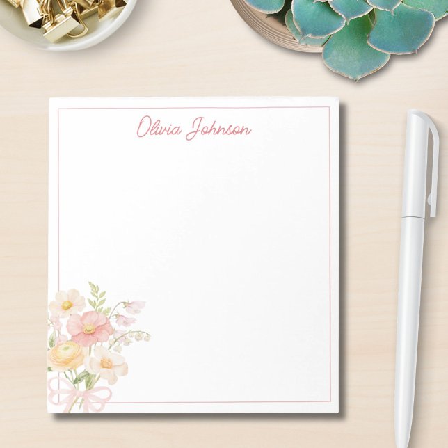 Monogram Watercolor Pretty Flower Bouquet Floral Notepad (Creator Uploaded)