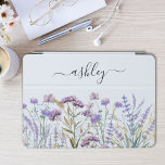 Monogram Watercolor Purple Wildflower Meadow iPad Pro Cover<br><div class="desc">Elevate your iPad Air with our Watercolor Purple Wildflower Meadow Cover. Customise with your name in elegant script,  perfect for wildflower and purple flower lovers who appreciate a touch of boho chic.</div>