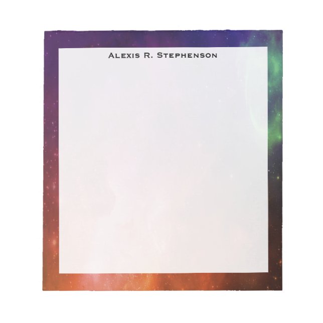 Monogram Watercolor Space Universe Blue Star Notepad (Front)