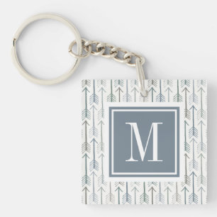 Monogram   Watercolor Wanderlust Arrow Pattern Key Ring