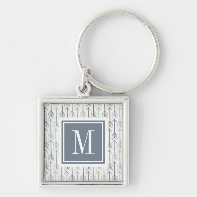 Monogram | Watercolor Wanderlust Arrow Pattern Key Ring (Front)