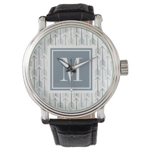 Monogram   Watercolor Wanderlust Arrow Pattern Watch