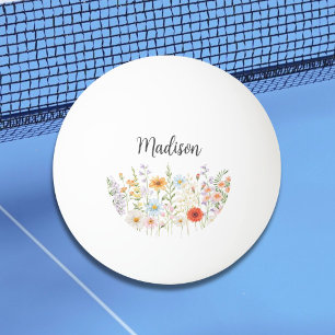 Monogram Watercolor Wild Flowers Floral Botanical Ping Pong Ball