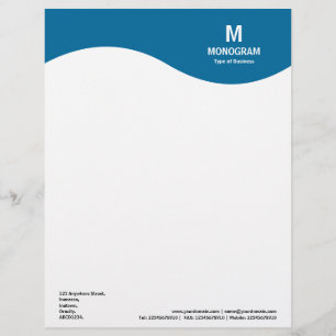 Monogram Wave - Blue 006699 Letterhead Template