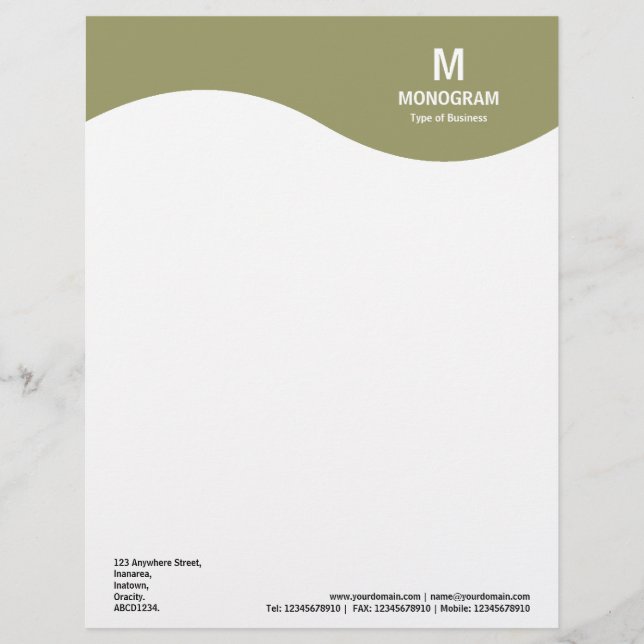 Monogram Wave - Green 999966 Customised Letterhead (Front)