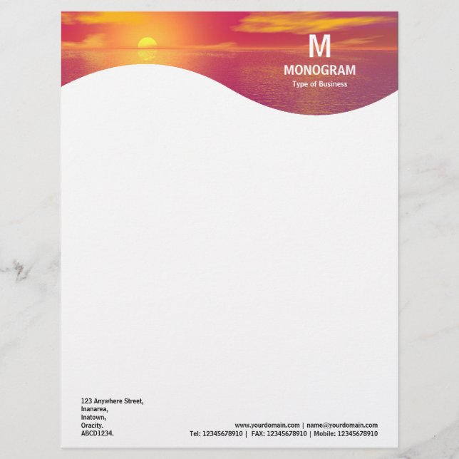 Monogram Wave - Sunset Sunrise Letterhead (Front)