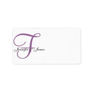Monogram Wedding Address Labels Purple