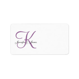 Monogram Wedding Address Labels Purple