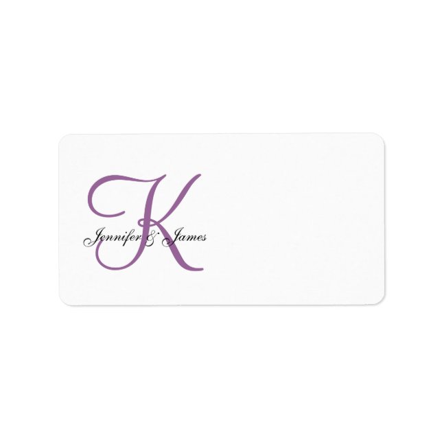 Monogram Wedding Address Labels Purple (Front)