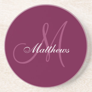 Monogram Wedding Anniversary Coaster Wine