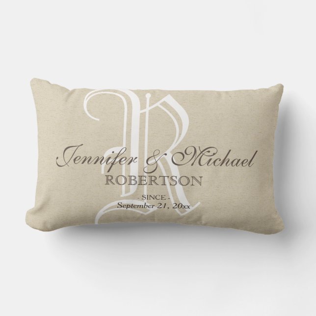 Monogram Wedding / Anniversary Pillow (Front)