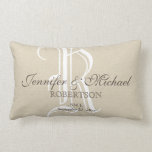 Monogram Wedding / Anniversary Pillow<br><div class="desc">A very nice rustic linen look monogram wedding / anniversary pillow.</div>