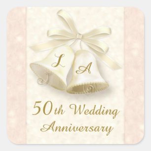 Monogram Wedding bells Golden Anniversary Sticker