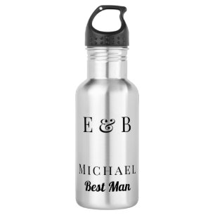Monogram Wedding Best Man Gift Personalised Black 532 Ml Water Bottle