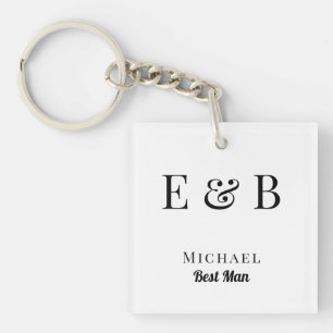 Monogram Wedding Best Man Gift Personalised Black  Key Ring