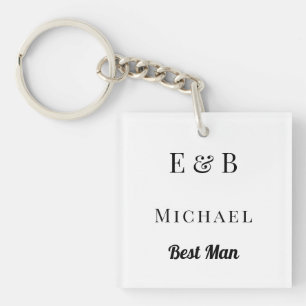 Monogram Wedding Best Man Gift Personalised Black  Key Ring