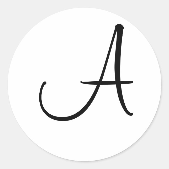 Monogram Wedding Black White Custom Initial Letter Classic Round Sticker (Front)